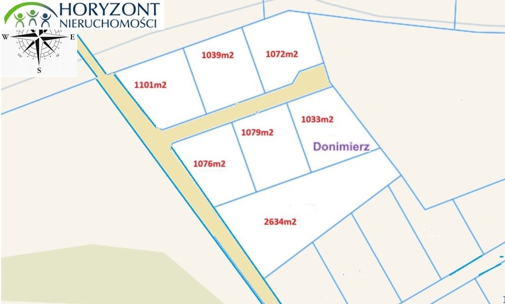Do sprzedania działki pod zabudowę w Donimierzu 1101 m² z mediami Donimierz  1 101m2 Foto 1