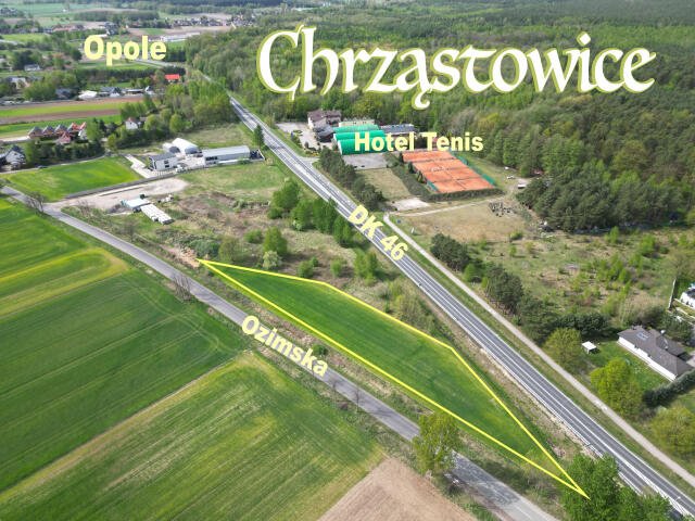 Polecam działkę usługową 3484 m² przy DK46 w Chrząstowicach Chrząstowice  3 484m2 Foto 1