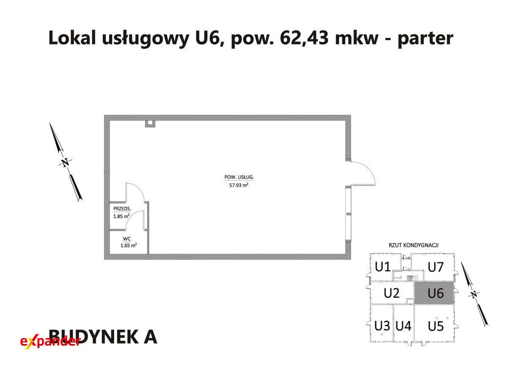 Na sprzedaż przestronny lokal użytkowy 62,43 m² z dwoma miejscami postojowymi Wrocław, Syryjska  62m2 Foto 1