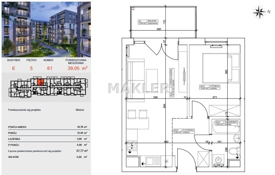 Mieszkanie dwupokojowe na sprzedaż Bydgoszcz, Bocianowo  39m2 Foto 5