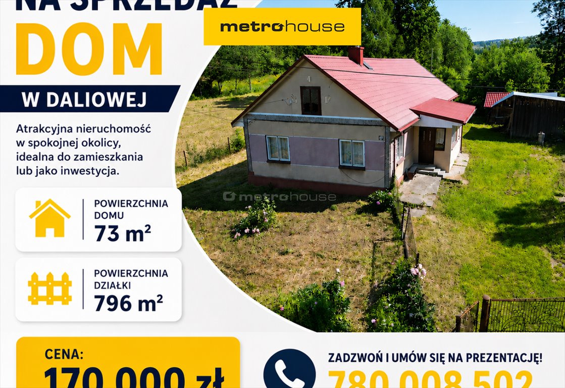 Do sprzedania urokliwy dom do remontu 72,5 m² z pięknymi widokami Daliowa  73m2 Foto 1