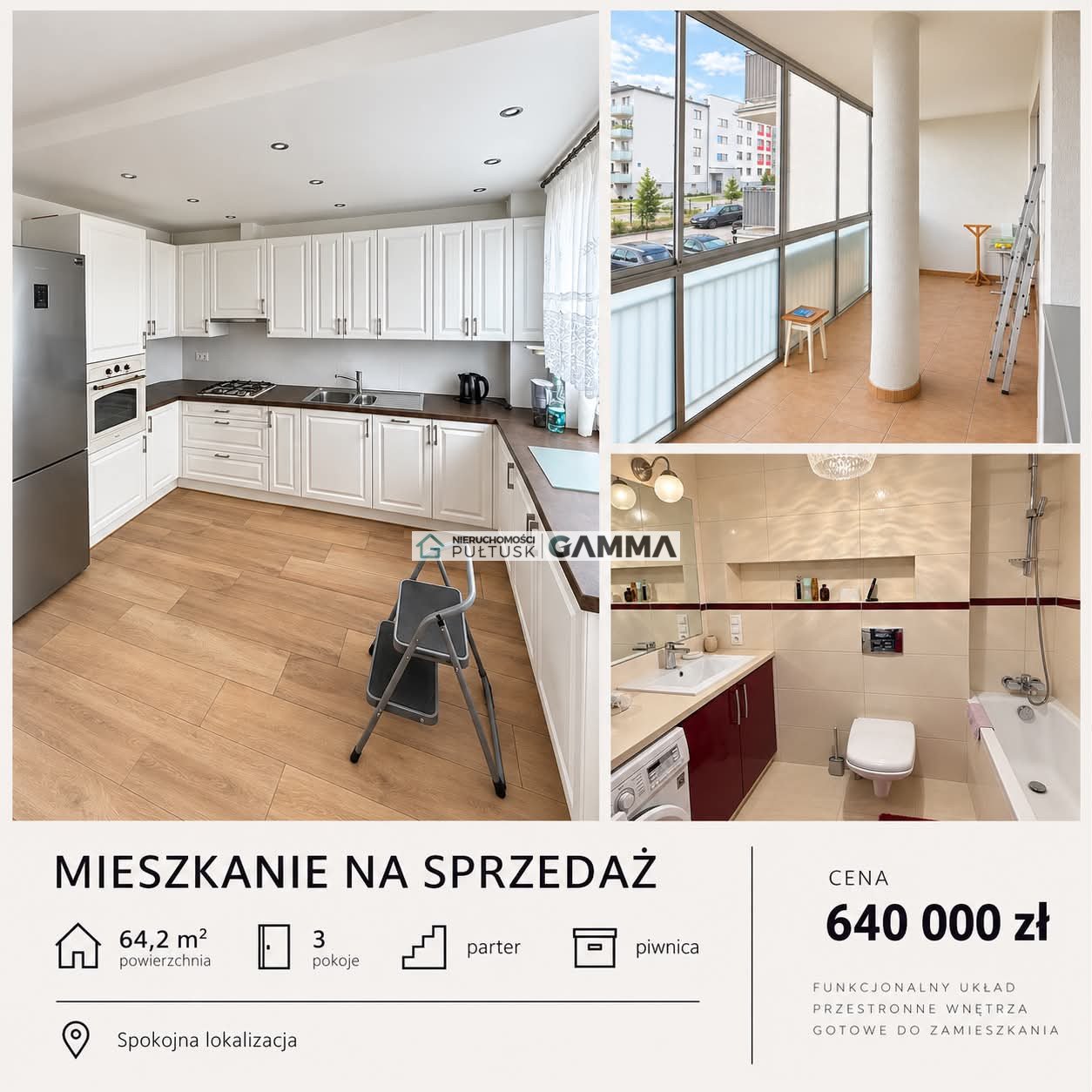 Na sprzedaż przestronne 64,2 m² mieszkanie z dużą loggią w Pułtusku Pułtusk, Pułtusk, Jana Pawła II  64m2 Foto 1
