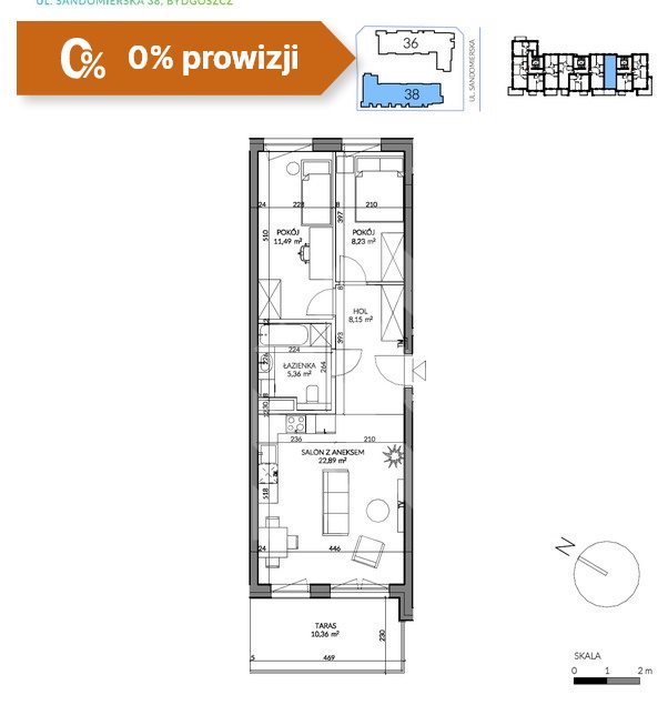 Mieszkanie trzypokojowe na sprzedaż Bydgoszcz, Kapuściska  56m2 Foto 6