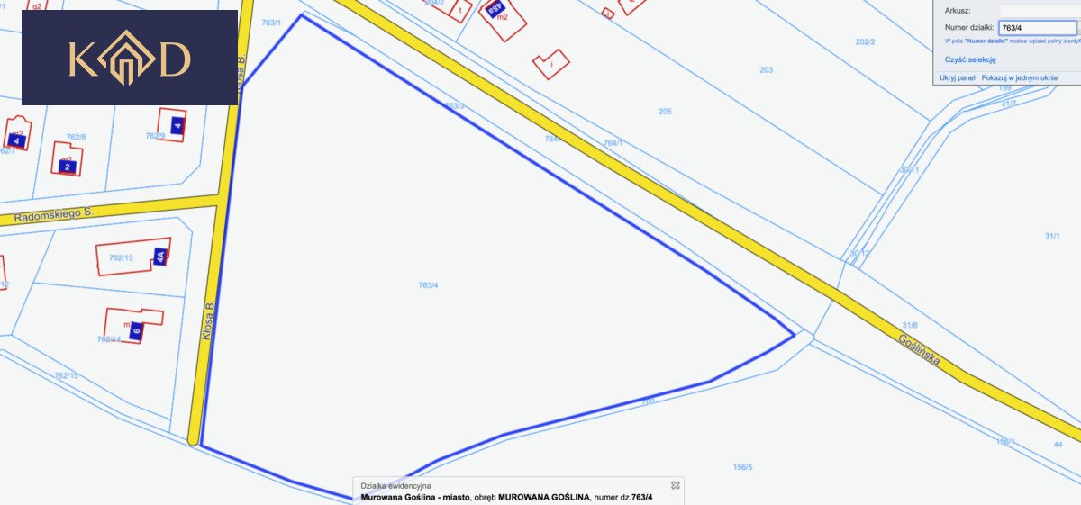 Działka 14 580 m² pod zabudowę i usługi, media w ulicy Murowana Goślina, Bernarda Kłosa  14 580m2 Foto 1