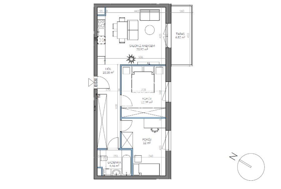 Przestronne 3-pokojowe mieszkanie w Kapuściskach, 60,2 m2 Bydgoszcz, Kapuściska, Sandomierska  60m2 Foto 1