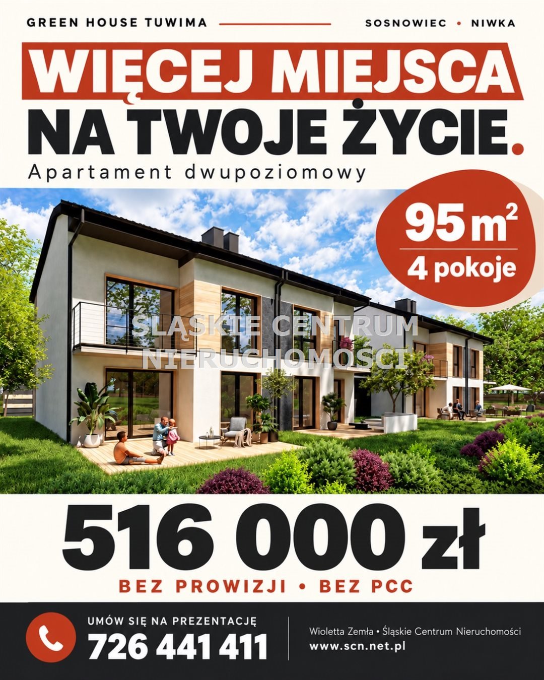 Nowoczesny apartament 95 m² z ogródkiem 51 m² (Niwka) Sosnowiec, Niwka, Tuwima  95m2 Foto 1