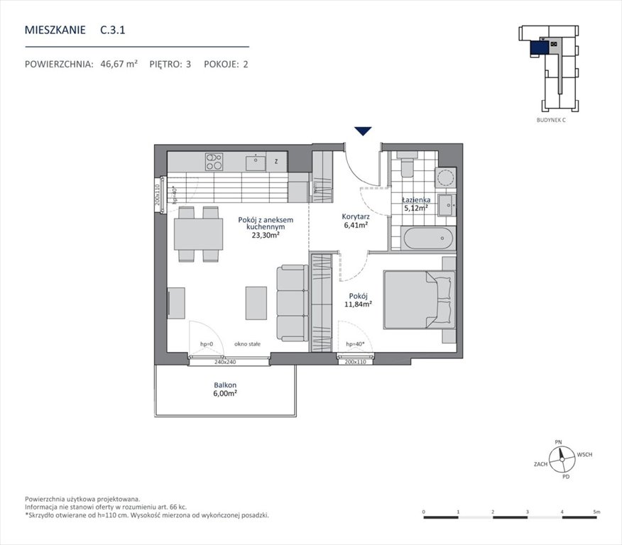 Sprzedam nowoczesne mieszkanie 46,67 m² w Gdańsku Morena Gdańsk, Morena  47m2 Foto 1