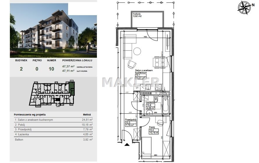 Mieszkanie dwupokojowe na sprzedaż Bydgoszcz, Szwederowo  47m2 Foto 5