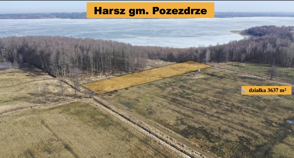 Działka nad jeziorem 10 m od Święcajtów, las, prąd Harsz  3 637m2 Foto 1
