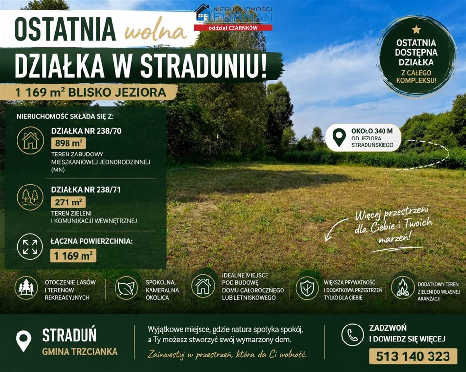 Ostatnia działka w Straduniu 1169 m² blisko jeziora Straduń  1 169m2 Foto 1