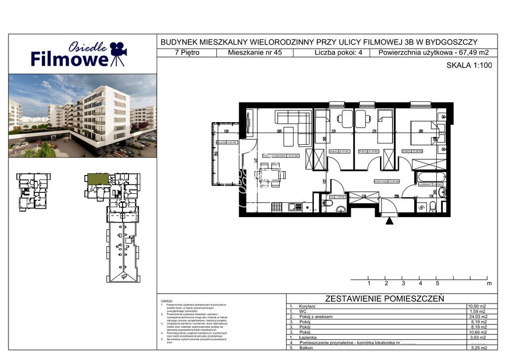 Mieszkanie czteropokojowe  na sprzedaż Bydgoszcz, Bartodzieje Małe, Filmowa  67m2 Foto 3