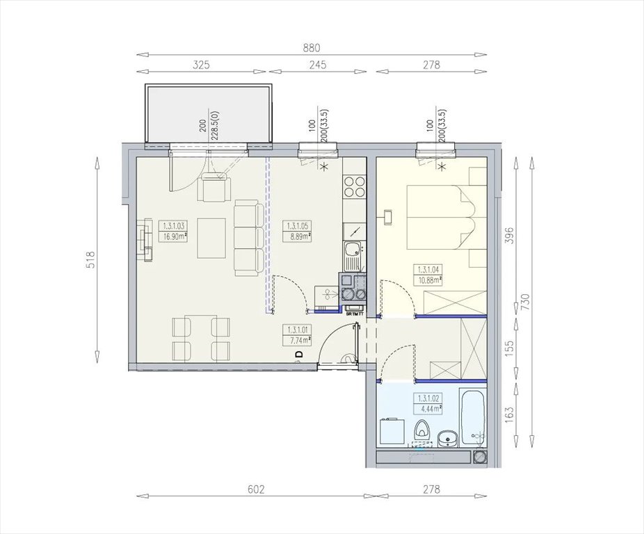 Mieszkanie dwupokojowe na sprzedaż Wrocław, Krzyki  49m2 Foto 2