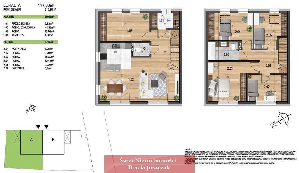 Nowoczesny dom bliźniak z ogrodem, 5 pokoi, ekologiczne ogrzewanie Iwiny  118m2 Foto 1