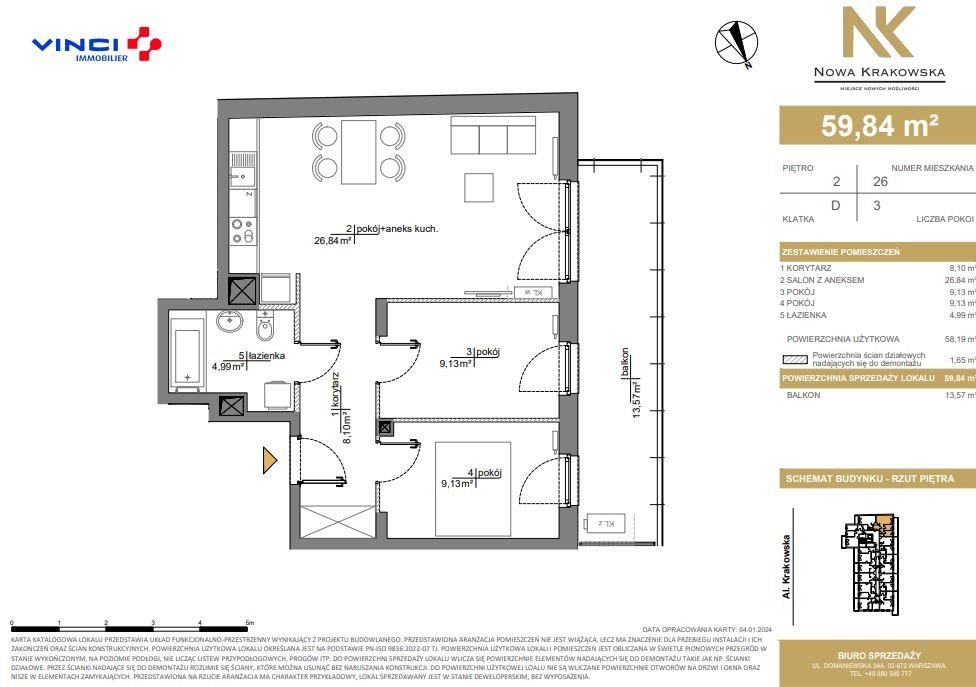 Mieszkanie trzypokojowe na sprzedaż Warszawa, Włochy, Aleja Krakowska  60m2 Foto 1