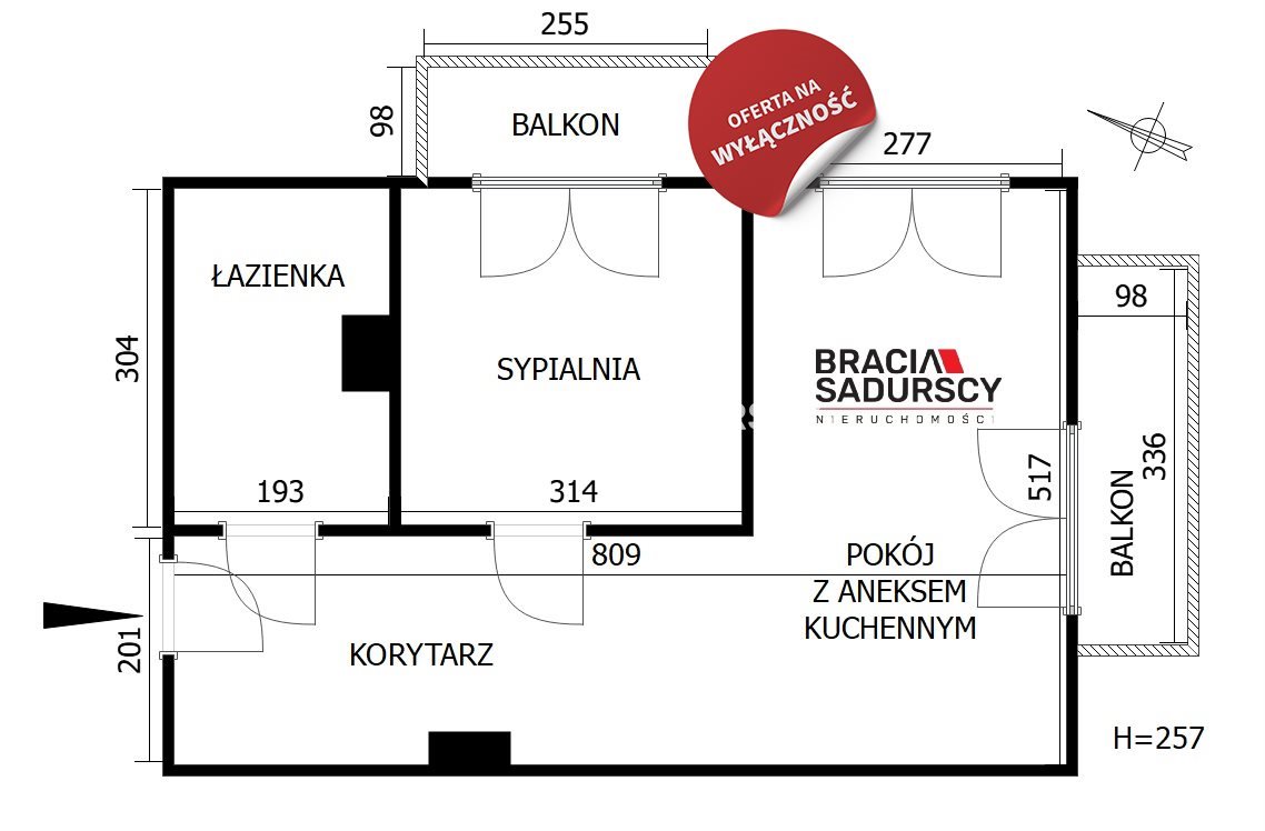 Mieszkanie dwupokojowe na sprzedaż Czarnochowice  40m2 Foto 3