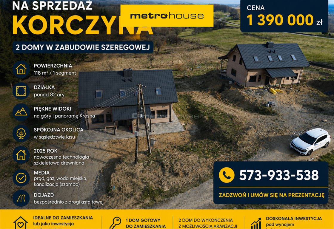 Nowoczesne domy szeregowe z widokiem na góry i las Korczyna  236m2 Foto 1