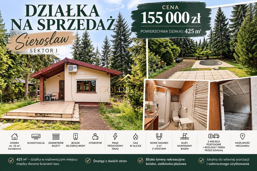 Zapraszam do zakupu działki 425 m² z domkiem w Sierosławiu Sierosław  425m2 Foto 1