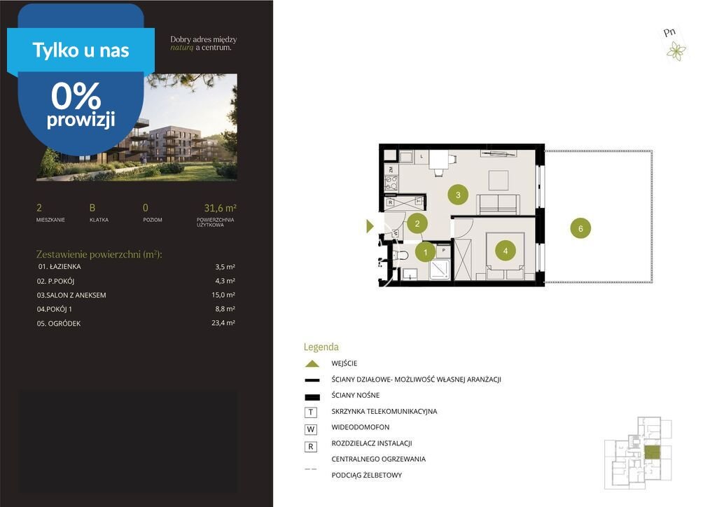 Na sprzedaż nowoczesne 2-pokojowe mieszkanie 42 m² w Bydgoszczy Bydgoszcz, Flisy, Mińska  32m2 Foto 1