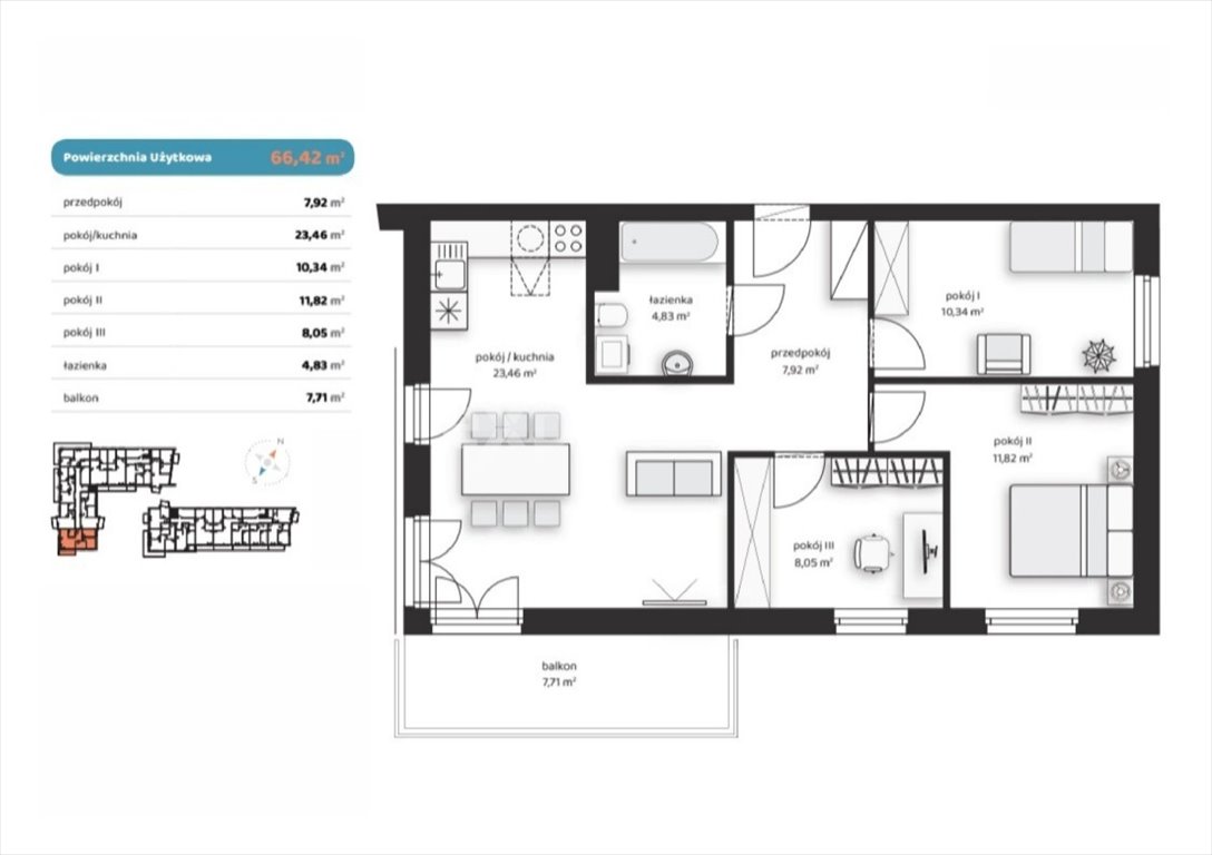 Mieszkanie czteropokojowe  na sprzedaż Kraków, Prądnik Biały, Zygmunta Glogera  66m2 Foto 1