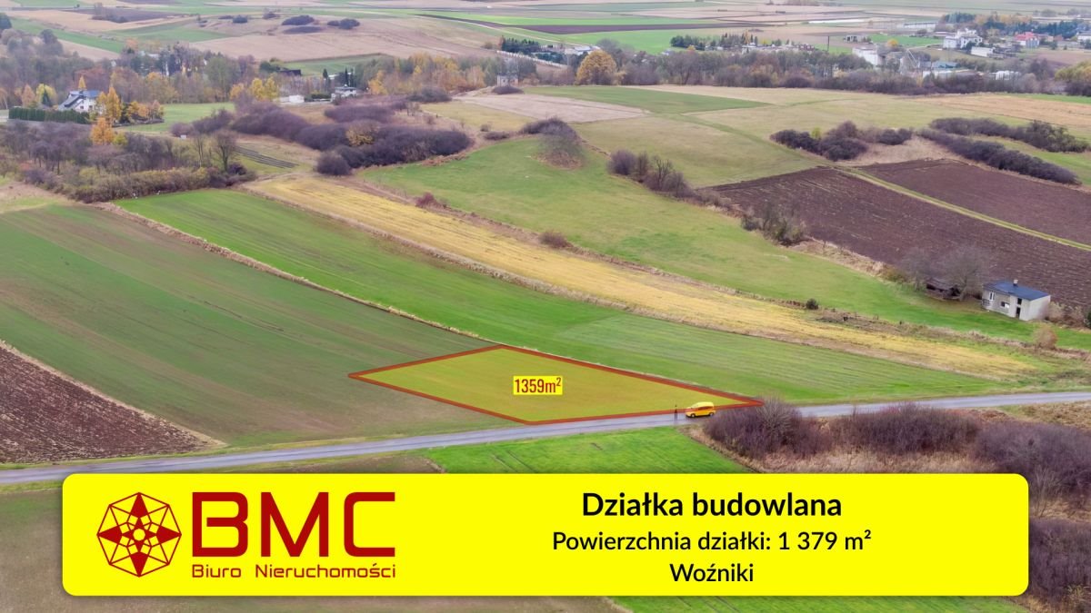 Działka budowlana 1379 m² w Woźnikach – spokój i media Woźniki, Lompy  1 379m2 Foto 1