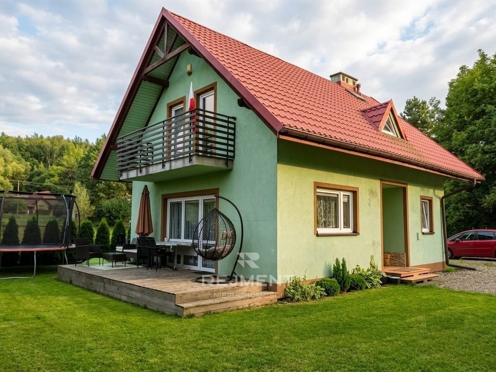 Urokliwy dom 84,9 m² z kominkiem i ogrodem.: Wola Radziszowska: Łąkowa