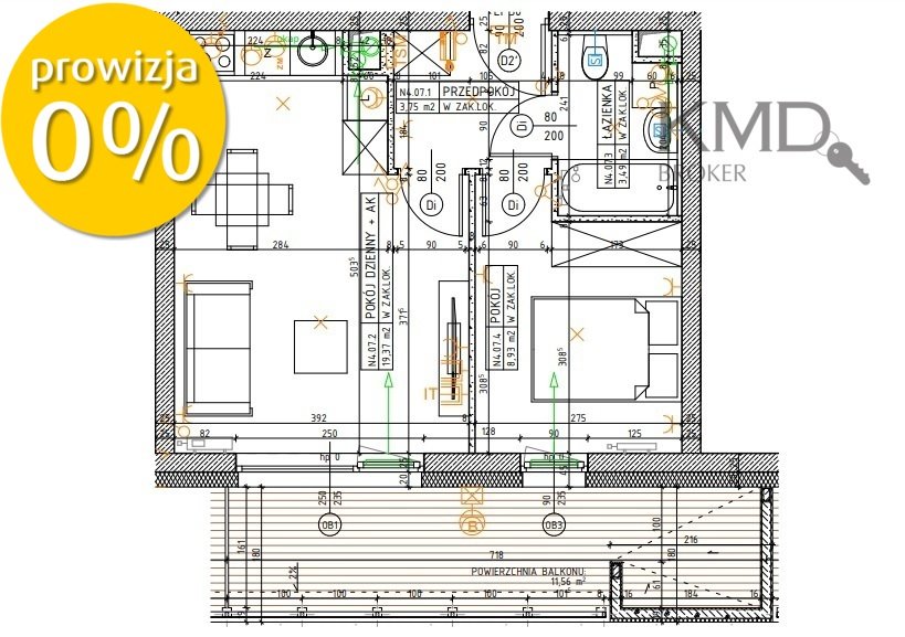 Mieszkanie dwupokojowe na sprzedaż Lublin, Ponikwoda, Narcyzowa  36m2 Foto 3