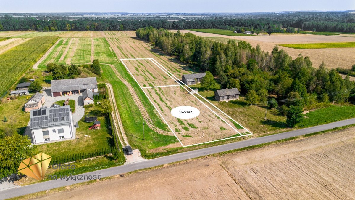 Działka budowlana w pierwszej linii, 1627 m², utwardzona droga Kolonia Kiełczewice Dolne  1 627m2 Foto 1
