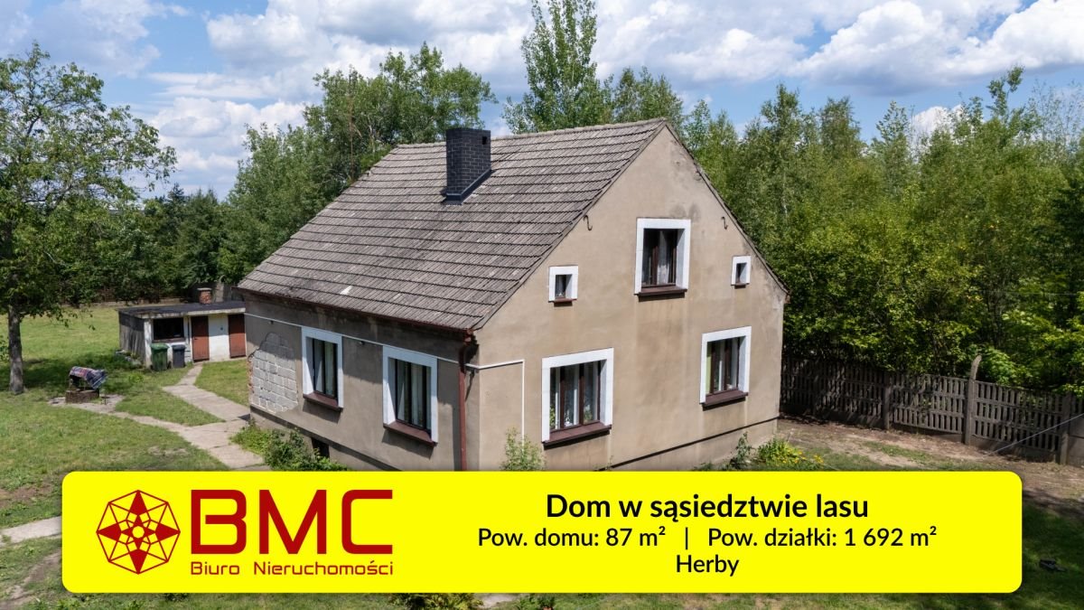 Dom z potencjałem, piwnicą i ogrodem w Herbach Herby, Krótka  87m2 Foto 1