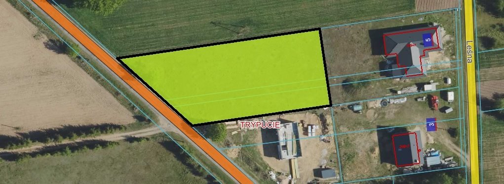 Sprzedam działkę 2121 m² pod dwa domy w Trypuciu Trypucie  2 121m2 Foto 1