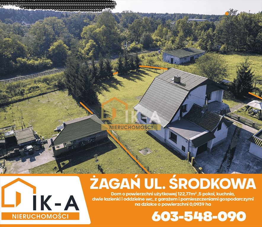 Przestronny dom z garażem, 5 pokoi i tarasem Żagań, Żagań, Środkowa  132m2 Foto 1