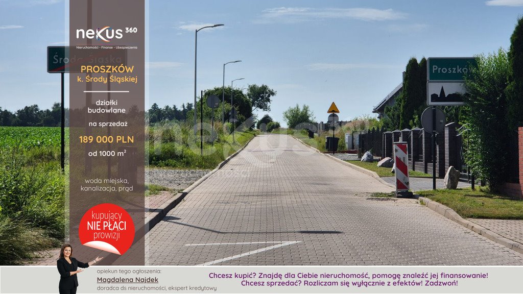 Polecam działkę 1000 m² z pełną infrastrukturą i planem zagospodarowania Proszków  1 000m2 Foto 1