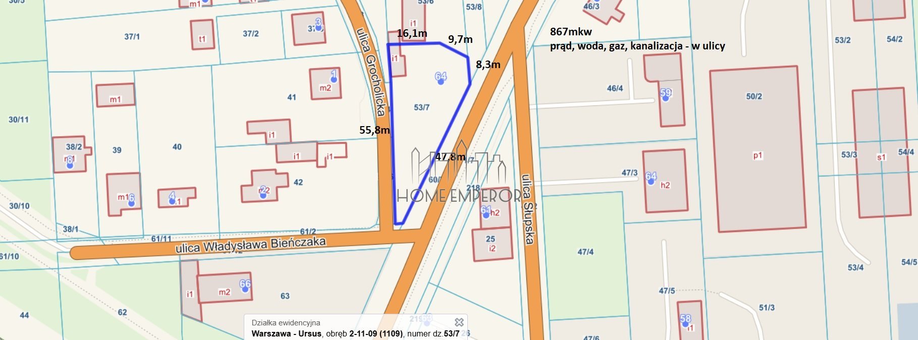 Działka budowlana na sprzedaż Warszawa, Ursus, Czechowice, Regulska  868m2 Foto 1