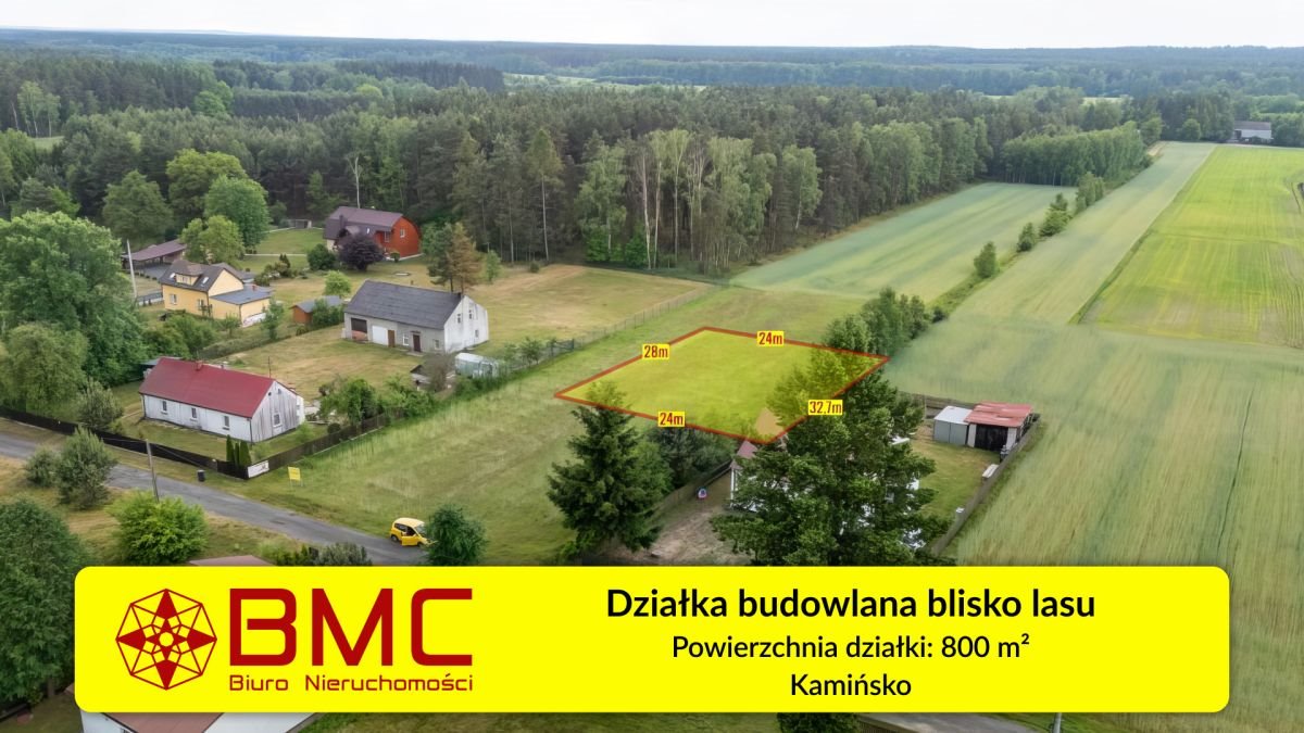 Działka budowlana 800 m² w Kamińsku – las, media, dostęp Kamińsko  800m2 Foto 1