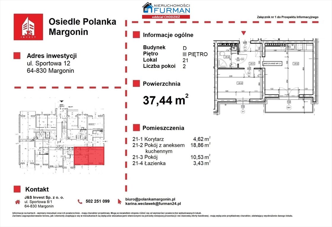 Mieszkanie dwupokojowe na sprzedaż Margonin  37m2 Foto 7