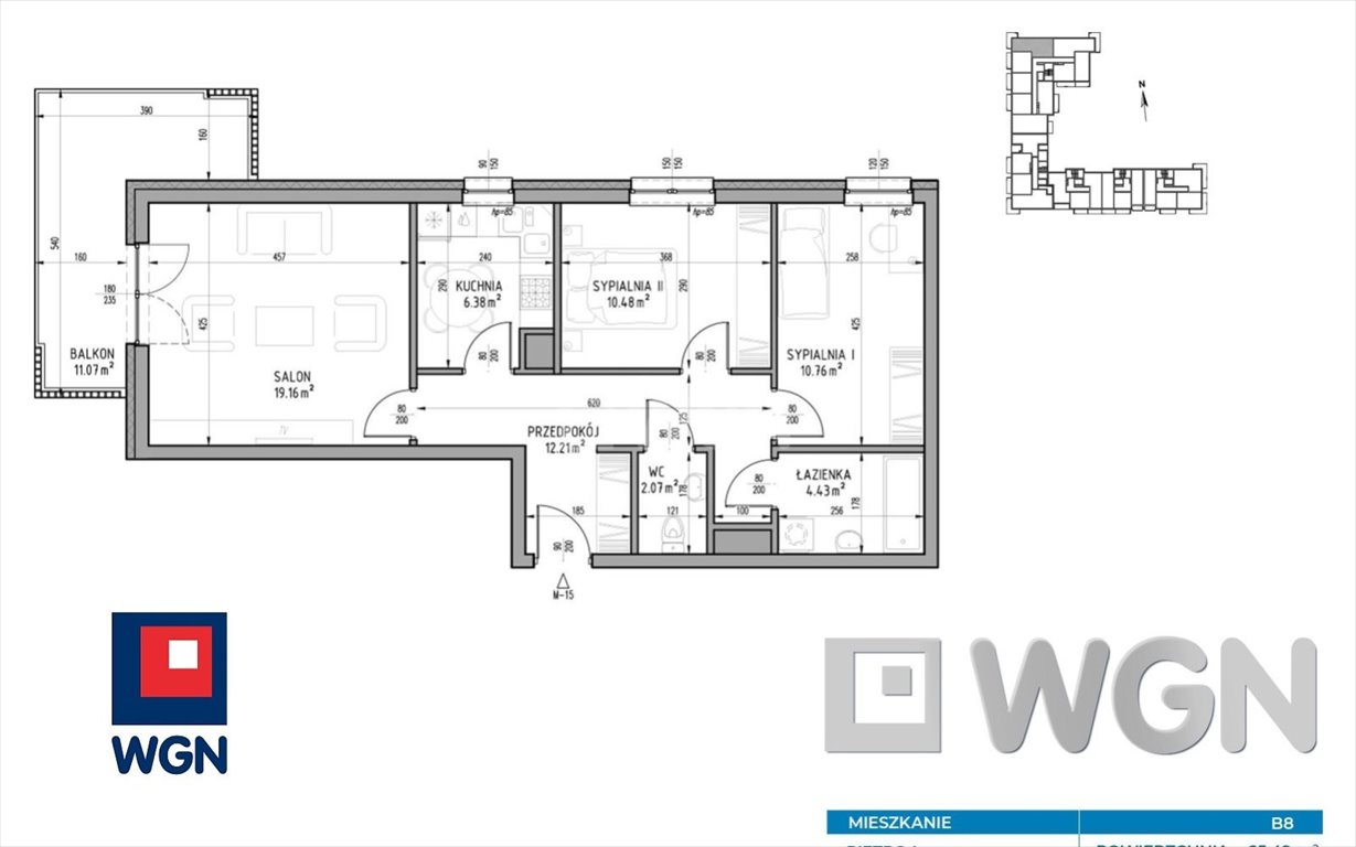Nowoczesne 3 pokoje z balkonem, 65,49 m2, Wrotków Lublin, Wrotków, Wrotków  65m2 Foto 1