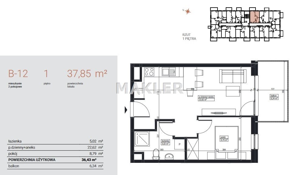 Mieszkanie dwupokojowe na sprzedaż Bydgoszcz, Czyżkówko  37m2 Foto 8