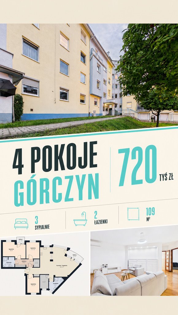 Przestronne 110 m² mieszkanie (Górczyn, pl. Jana Pawła II) Gorzów Wielkopolski, Górczyn, pl. Jana Pawła II  111m2 Foto 1