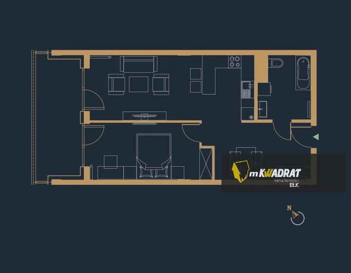 Mieszkanie dwupokojowe na sprzedaż Ełk, Osiedle Jeziorna  57m2 Foto 1