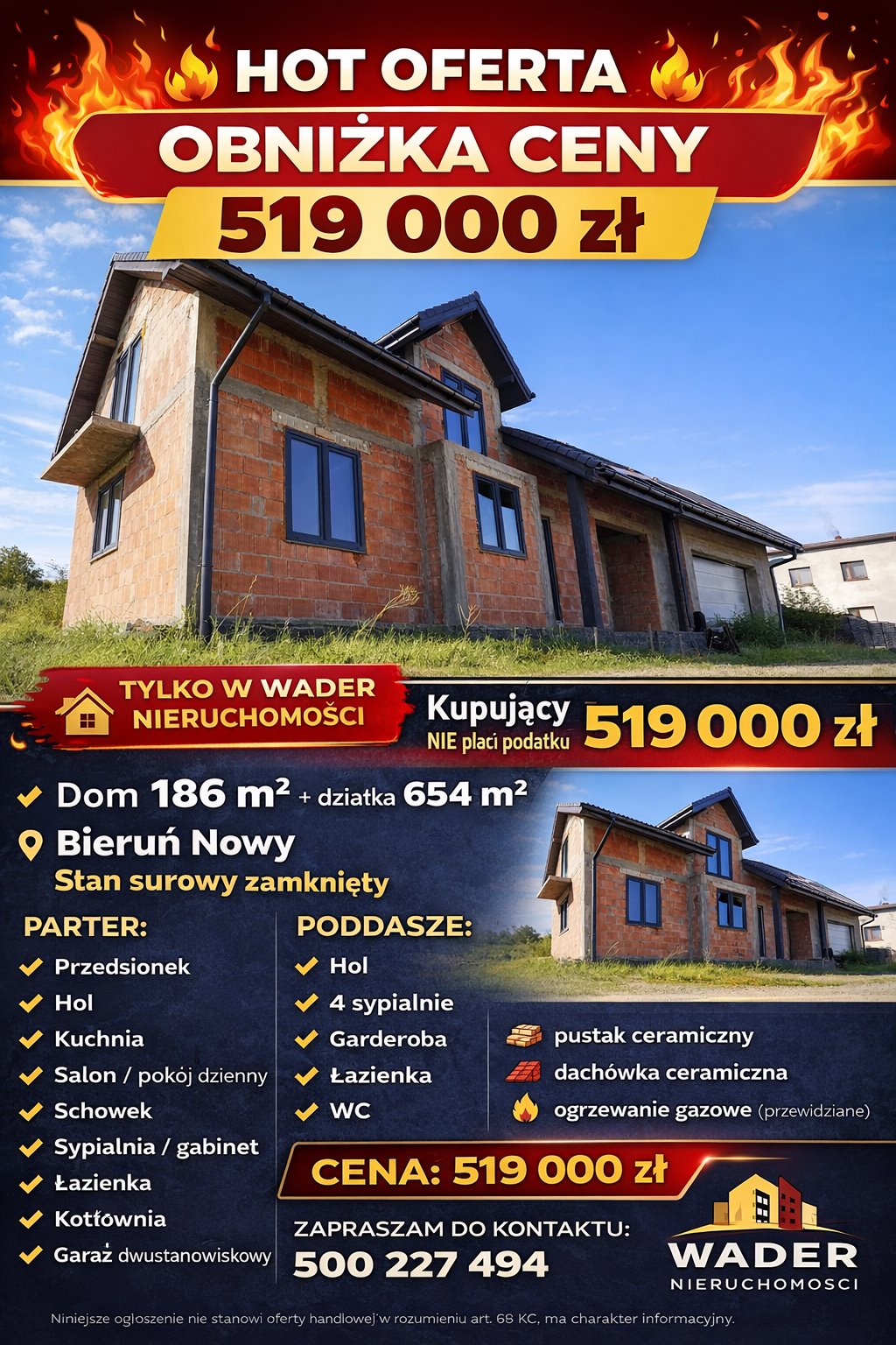 Dom z poddaszem w Bieruniu – 186 m², wykończenie pod klucz Bieruń  186m2 Foto 1
