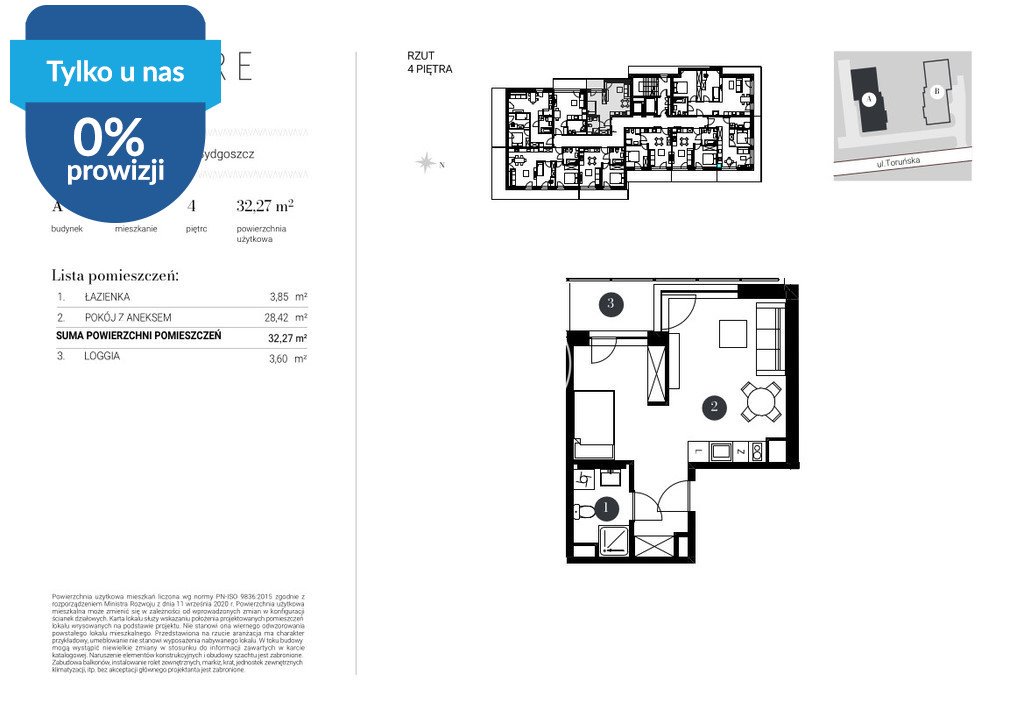 Na sprzedaż nowoczesne 33,25 m² z tarasem i panoramicznym widokiem Bydgoszcz, Toruńska  33m2 Foto 1