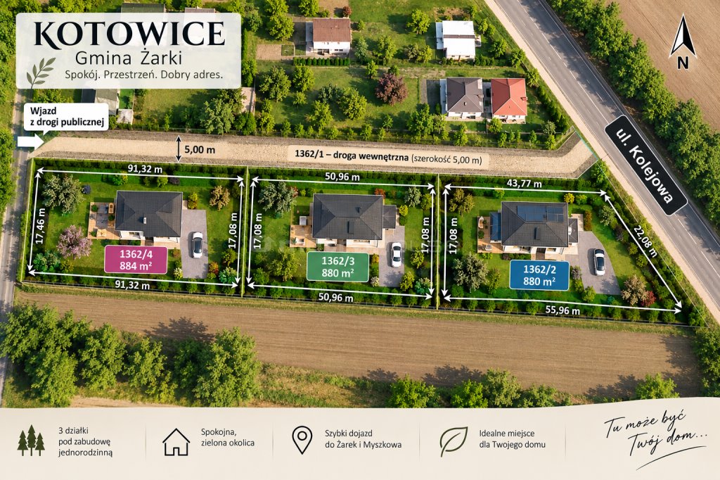 Działka budowlana 880 m² w Kotowicach - polecam!: Kotowice: Kolejowa