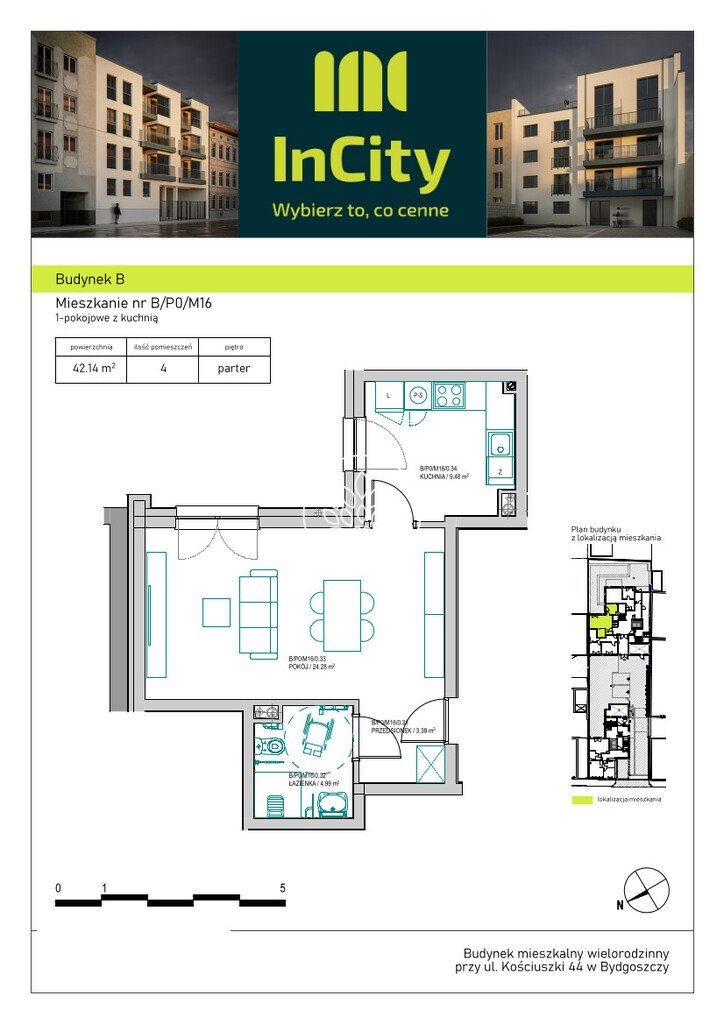 Kawalerka na sprzedaż Bydgoszcz, Śródmieście, Tadeusza Kościuszki  42m2 Foto 3