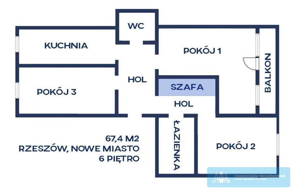 Mieszkanie trzypokojowe na sprzedaż Rzeszów, Podwisłocze  68m2 Foto 2