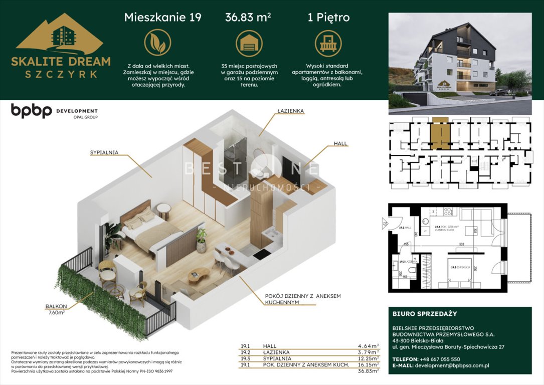 Mieszkanie dwupokojowe na sprzedaż Szczyrk, Graniczna  37m2 Foto 2