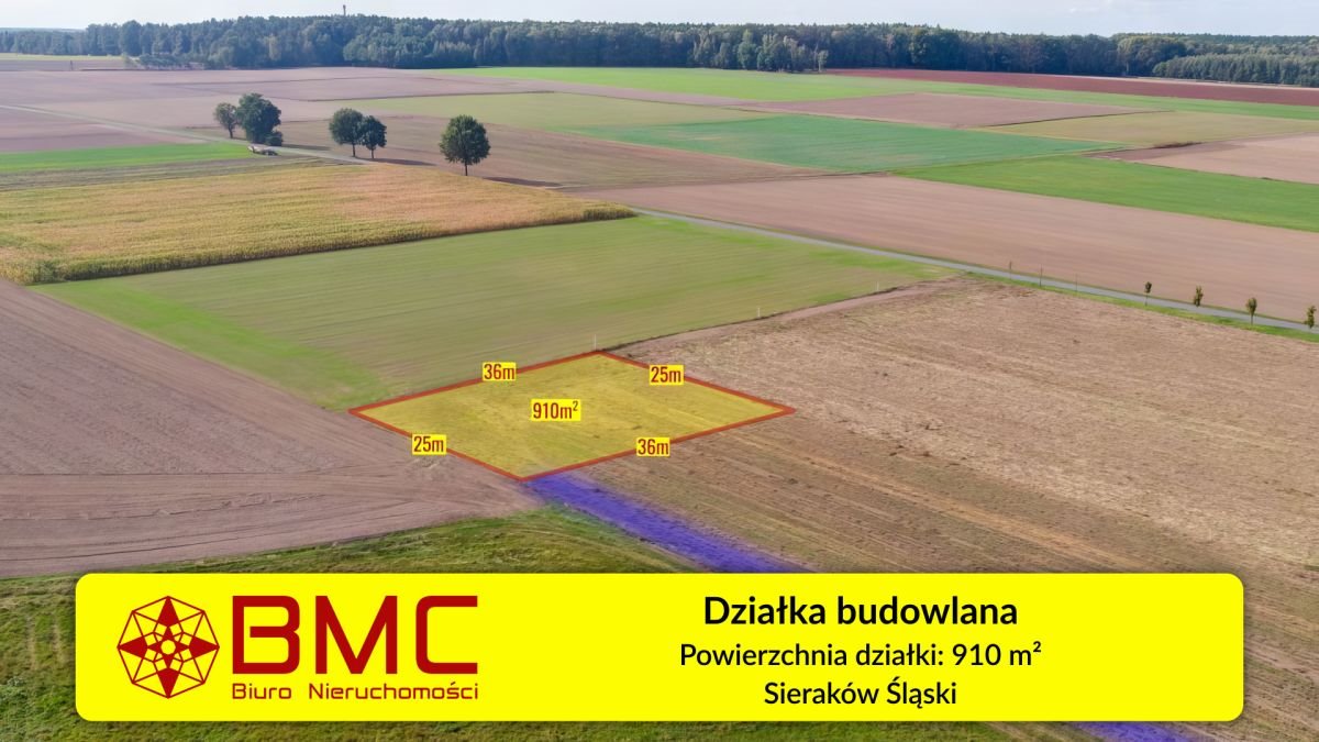 Działka budowlana 910 m² w Sierakowie Śląskim, blisko lasu Sieraków Śląski, Osiedlowa  910m2 Foto 1