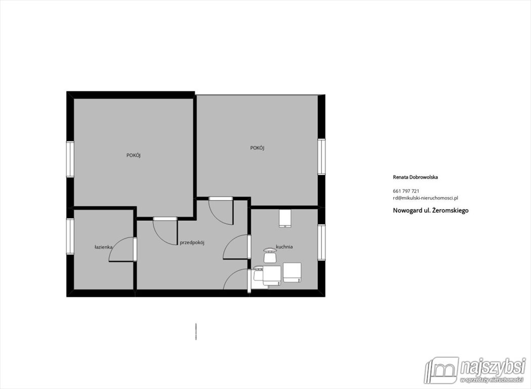 Mieszkanie dwupokojowe na sprzedaż Nowogard, Żeromskiego  48m2 Foto 21