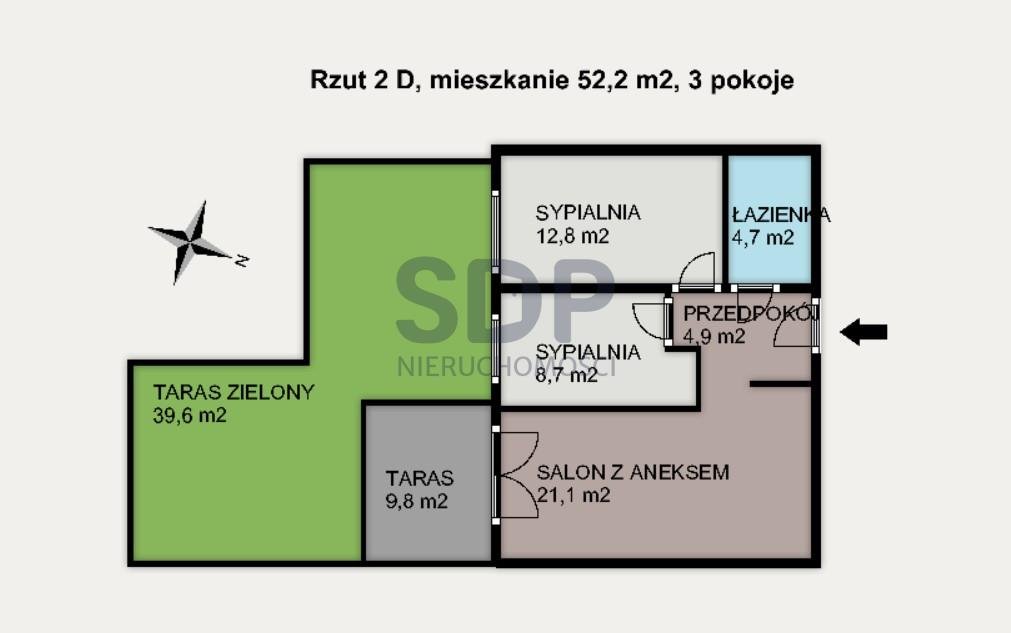 Mieszkanie trzypokojowe na sprzedaż Wrocław, Krzyki, Racławicka  52m2 Foto 2