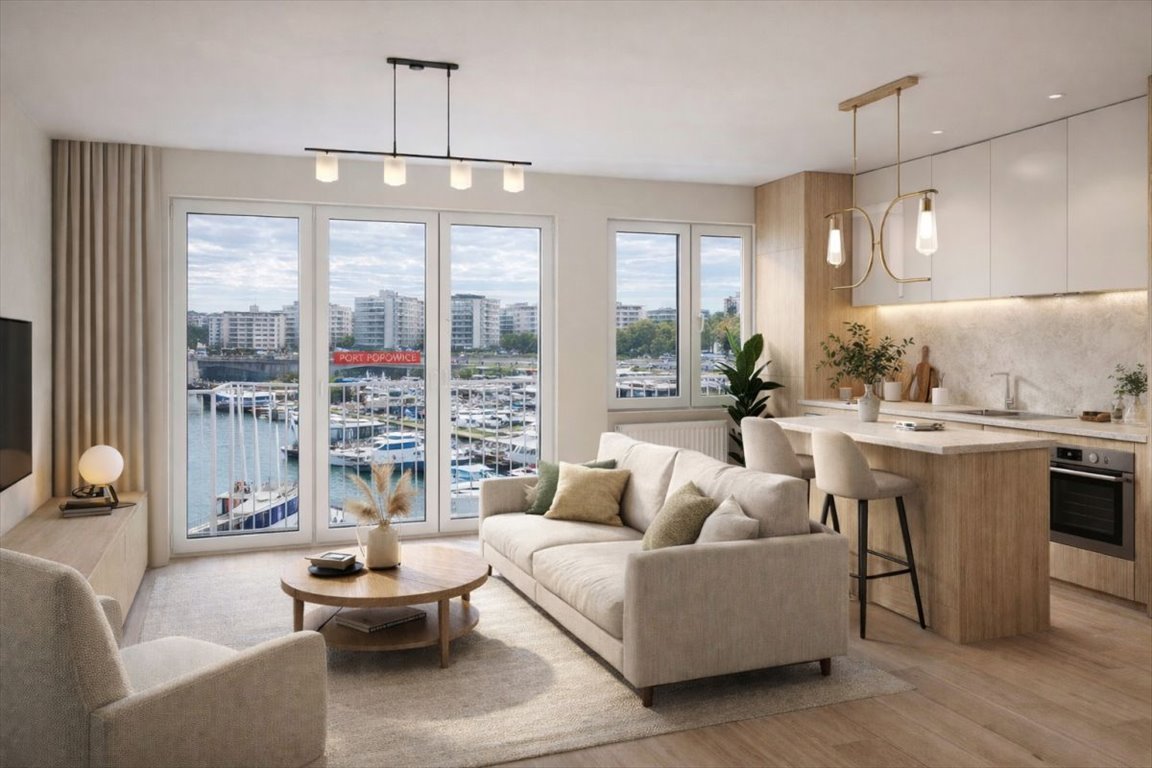 Apartament z widokiem na marinę, 3 pokoje, miejsce w hali Wrocław, Popowice, Białowieska  62m2 Foto 1