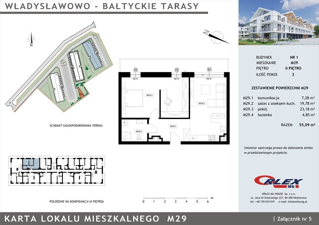 Mieszkanie dwupokojowe na sprzedaż Władysławowo, Droga Chłapowska  55m2 Foto 1