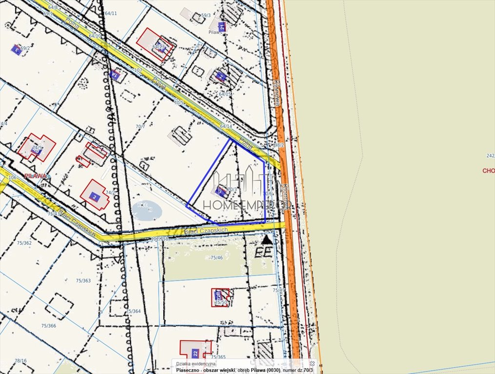 Działka 1347 m² w Pilawie - media przy granicy Pilawa, Polna  1 347m2 Foto 1